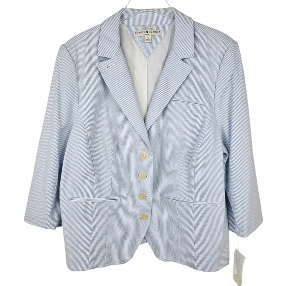 Tommy Hilfiger Blue & White Striped Blazer NWT size 18 - Picture 1 of 8